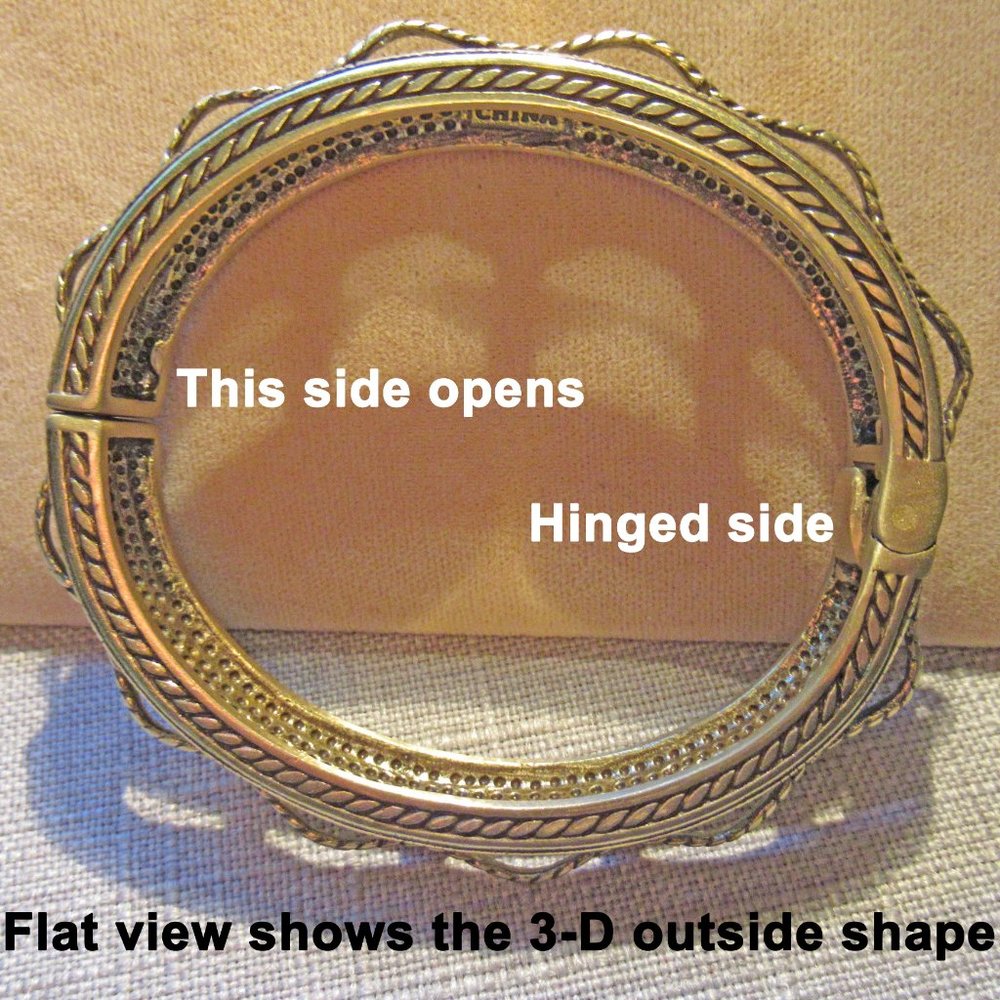 Heidi Daus curved raised 3-D hinged bangle bracelet, 1/2 inch wide, Swarovski - Picture 6 of 11